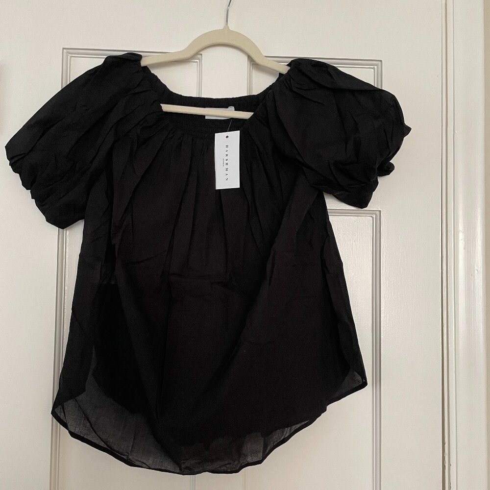 Harshman Keiko Black Blouse 100% Cotton Size XS NWT